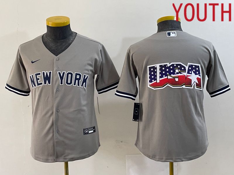 Youth New York Yankees Blank Grey Nike 2024 Game MLB Jersey style 2